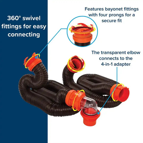 Camco 39741 Sewer Hose RhinoFLEX , 20 Foot Length 23 Mils Polyolefin Reinforced With Steel Wire Black