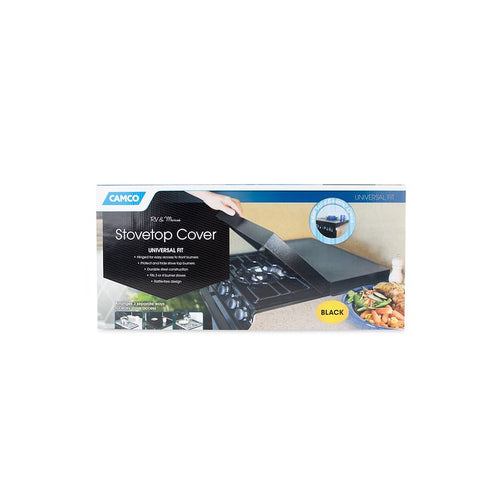 Camco 43554 Stove Top Cover Universal Fit Black Powder Coated Steel Does Not Silence Rattles