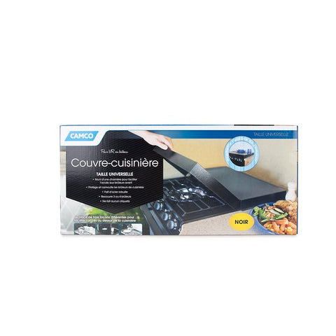 Camco 43554 Stove Top Cover Universal Fit Black Powder Coated Steel Does Not Silence Rattles