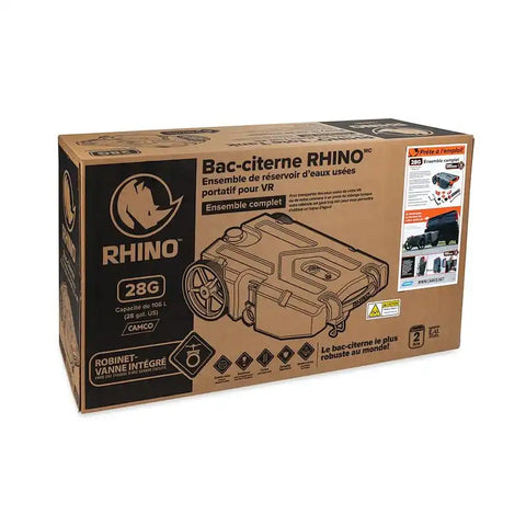 Camco 39004 Portable Waste Holding Tank Rhino Tote Tanks 28 Gallon 2 Wheel