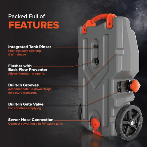 Camco 39004 Portable Waste Holding Tank Rhino Tote Tanks 28 Gallon 2 Wheel