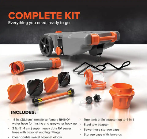 Camco 39004 Portable Waste Holding Tank Rhino Tote Tanks 28 Gallon 2 Wheel