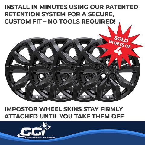 Coast To IWCIMP407BLK 18 Inch 10 Spoke Gloss Black Plastic Set Of 4 Not Compatible With Steel Wheels