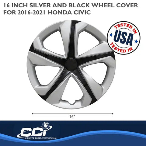Coast To IWC52016SB 16 Inch 5 Spoke Silver Color/ Black Plastic Set Of 4