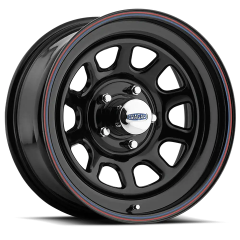 Cragar 1527528565B Wheel; Black D Window 342 15 Inch Diameter x 8 Inch Width; 5 x 114.3 Millimeter/ 5 x 4.50 Inch Bolt Pattern