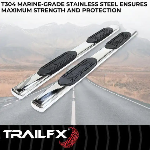 TrailFX A8201S - 6 Inch Oval Straight Pol Stainless Steel Frame Body Mount Bolts Extended Cab Pickup
