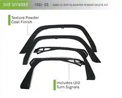 DV8 Offroad FDGL-03 20-22 JEEP GLADIATOR JT FENDER DELETE SET FRONT AND REAR
