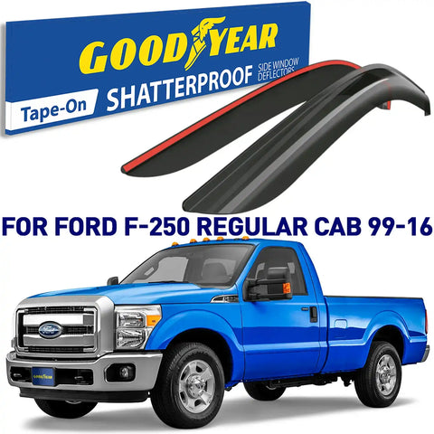 Goodyear Car Accessories GY003158LP Shatterproof Side Window Deflectors Rain & Wind Guards, Tape-On, 2 pcs