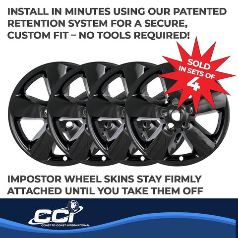 Coast To IWCIMP361BLK 20 Inch 5 Spoke Gloss Black Plastic Set Of 4 Not Compatible With Steel Wheels