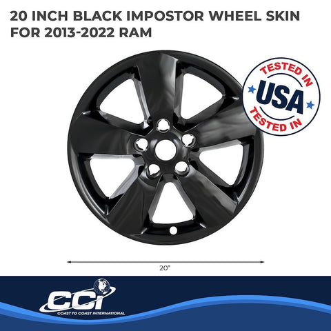 Coast To IWCIMP361BLK 20 Inch 5 Spoke Gloss Black Plastic Set Of 4 Not Compatible With Steel Wheels