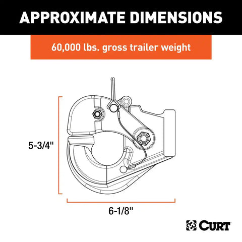 CURT 48231 Curt, Pintle Hook (60,000 lbs., 2-1/2 or 3 Lunette Rings)