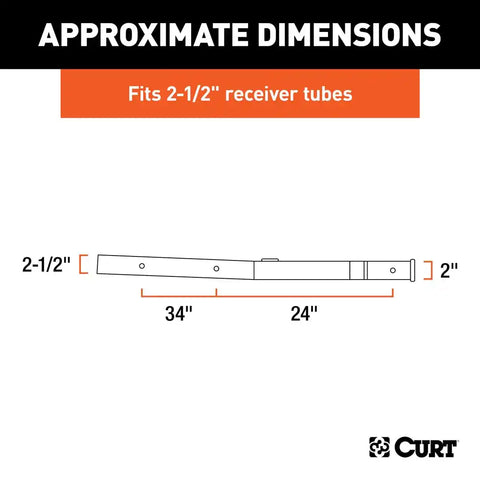 CURT 45048 Curt, Receiver Tube Adapter (2-1/2 to 2 Shank, 4,500 lbs. GTW, 34 Length)