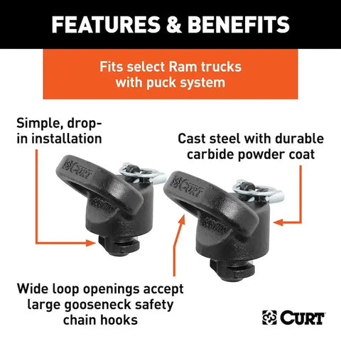 CURT 60698 - OEM Puck System Gooseneck Safety Chain Anchors Ram (38K)