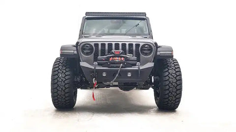 Fab Fours JL18-B4751-1 - Stubby Bumper w/No Guard 2 Stage Matte Black Powder Coated