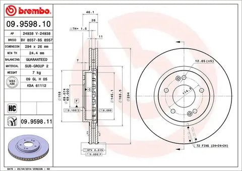 BREMBO 09959811C02 DISC BRAKE ROTOR