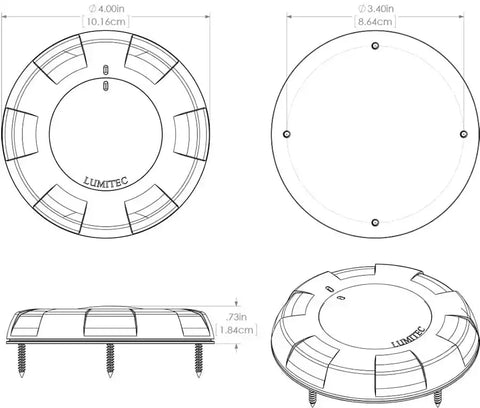LUMITEC 101076 LIGHT AURORA 4' DOME WHITE+BLUE