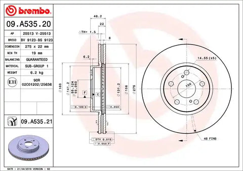BREMBO 09A53521C02 DISC BRAKE ROTOR