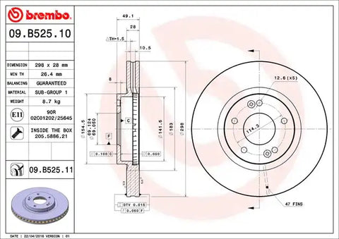 BREMBO 09B52511C02 DISC BRAKE ROTOR