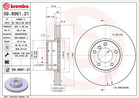 BREMBO 09896121C02 DISC BRAKE ROTOR