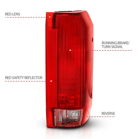 ANZO 311306 TAIL LIGHT ASSEMBLY; RED/CLEAR LENS