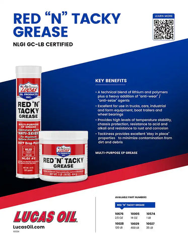 LUCAS OIL 10574 RED 'N' TACKY GREASE/12X1