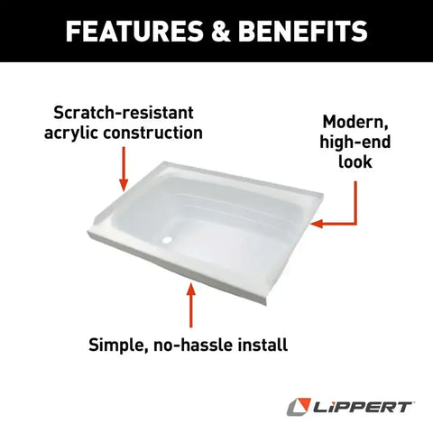 WHITE 24X46 LEFT HAND TUB
