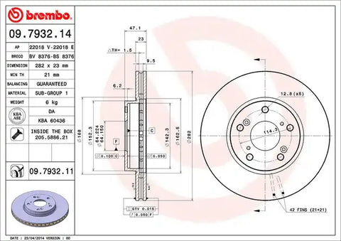 BREMBO 09793211C02 DISC BRAKE ROTOR