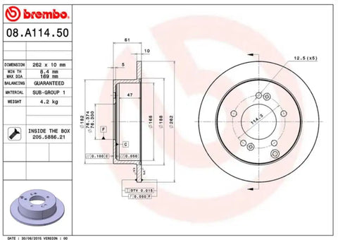 BREMBO 08A11450C02 DISC BRAKE ROTOR
