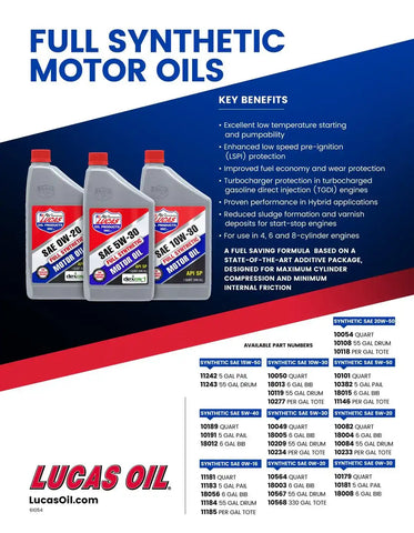 LUCAS OIL 10049 SYNTHETIC SAE 5W-30 MOTOR