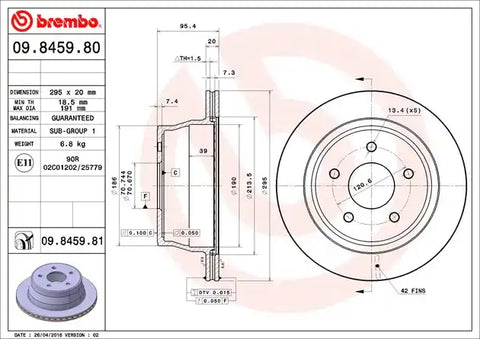 BREMBO 09845981C02 DISC BRAKE ROTOR