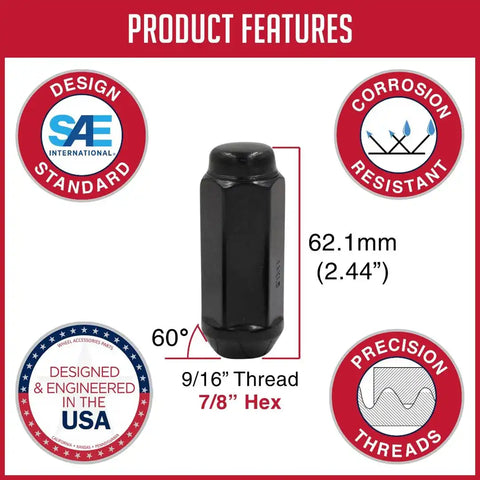 LUG-BLG 2.40 7/8-9/16 BLK(BOX OF 40
