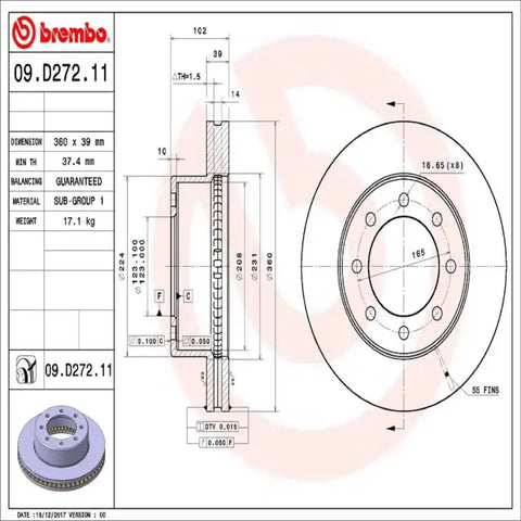 BREMBO 09D27210C02 DISC BRAKE ROTOR