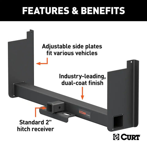 CURT 15928 Class 5 Weld-On Hitch, 2-Inch Receiver, 44-In Frames, 18 Drop