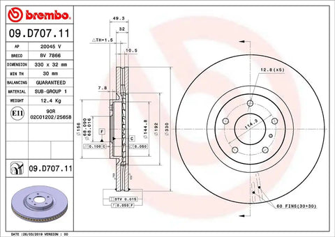 BREMBO 09D70711C02 DISC BRAKE ROTOR