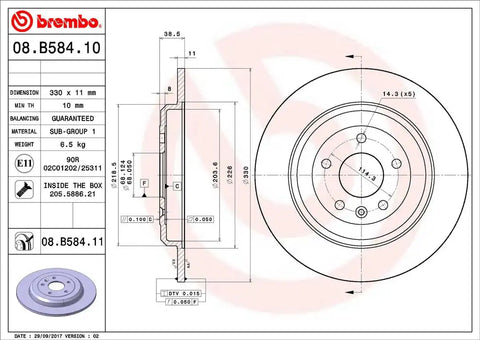 BREMBO 08B58411C02 DISC BRAKE ROTOR