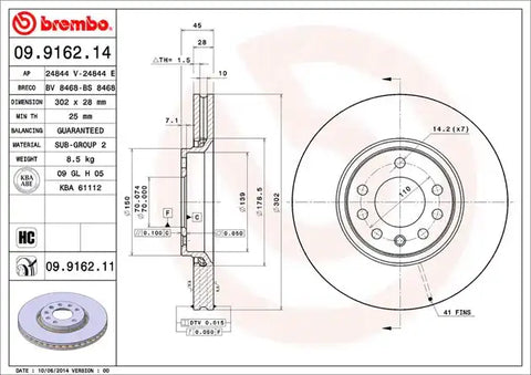 BREMBO 09916211C02 DISC BRAKE ROTOR