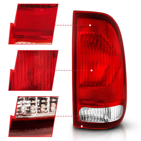ANZO 311307 TAIL LIGHT ASSEMBLY; RED/CLEAR LENS
