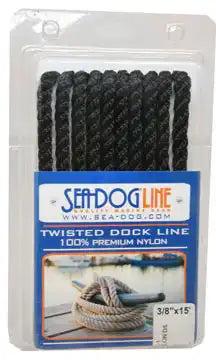 SEA DOG 301110020BK-1 TWISTED NYLON DOCK LINE 3/8' X