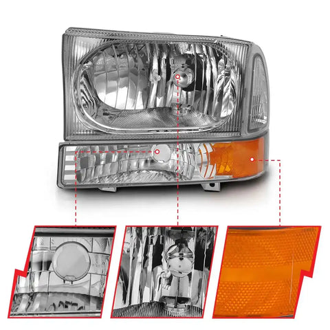 ANZO 111458 CRYSTAL HEADLIGHT SET; CLEAR LENS;