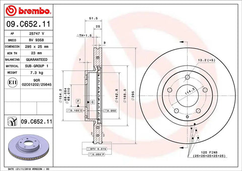 BREMBO 09C65211C02 DISC BRAKE ROTOR