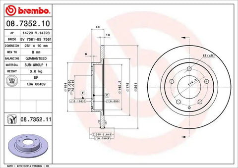 BREMBO 08735211C02 DISC BRAKE ROTOR