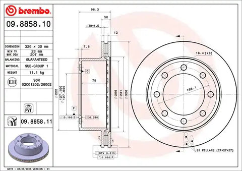 BREMBO 09885811C02 DISC BRAKE ROTOR