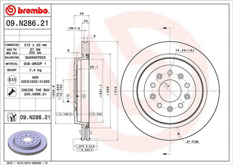 BREMBO 09N28621C02 DISC BRAKE ROTOR