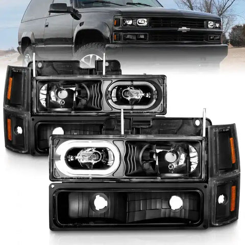 ANZO 111507 CRYSTAL HEADLIGHTS BLACK HOUSING W/