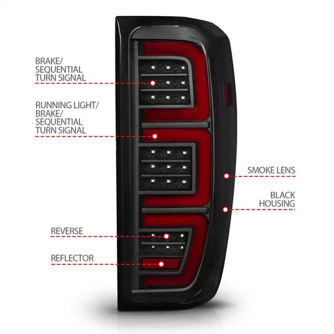 ANZO USA 311460 Tail Light Assembly LED Smoke Lens Black Housing Red Brake Light/