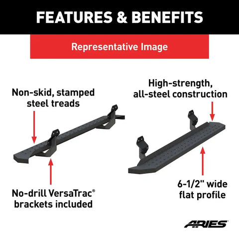 ARIES 20555563 RIDGESTEP 6-1/2' X 85' BLACK STEEL