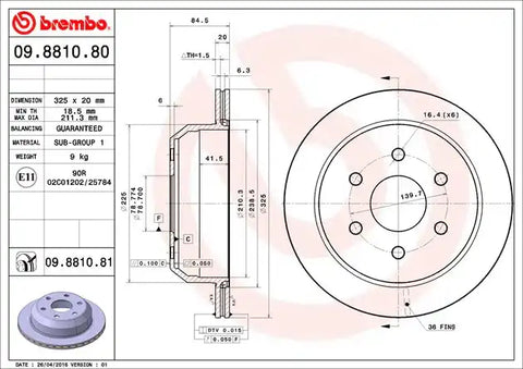 BREMBO 09881081C02 DISC BRAKE ROTOR