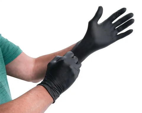 BLK NITRILE GLOVES 100 MED