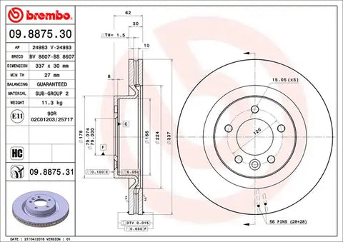 BREMBO 09887531C02 DISC BRAKE ROTOR