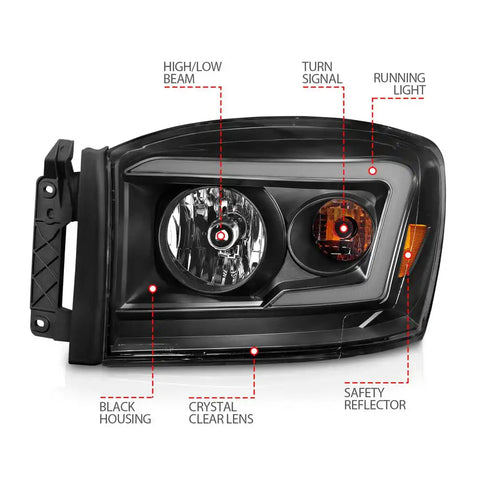 ANZO 111524 HL RAM 1500/3500 BLACK/CLEAR 06-09
